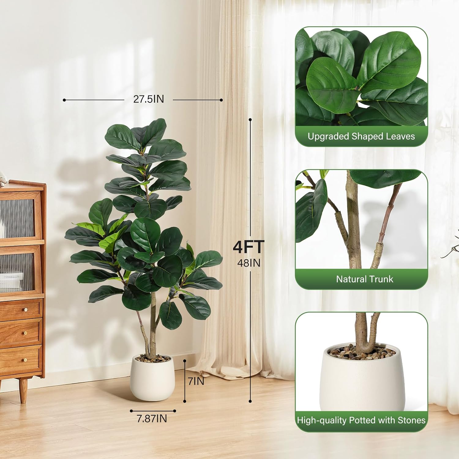 4 ft Fiddle Leaf Fig Tree Arti - Ficus Lyrata Tree review and price